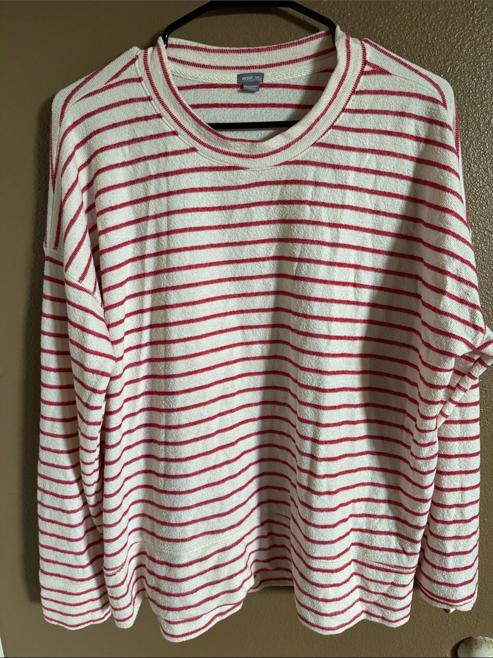 Aerie Red & White Striped Crewneck Sweater top women’s small